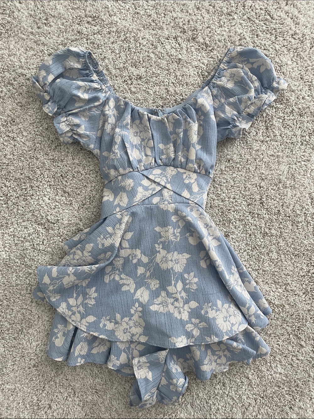 Altar'd State Haisley Double-Layered Romper in light blue floral